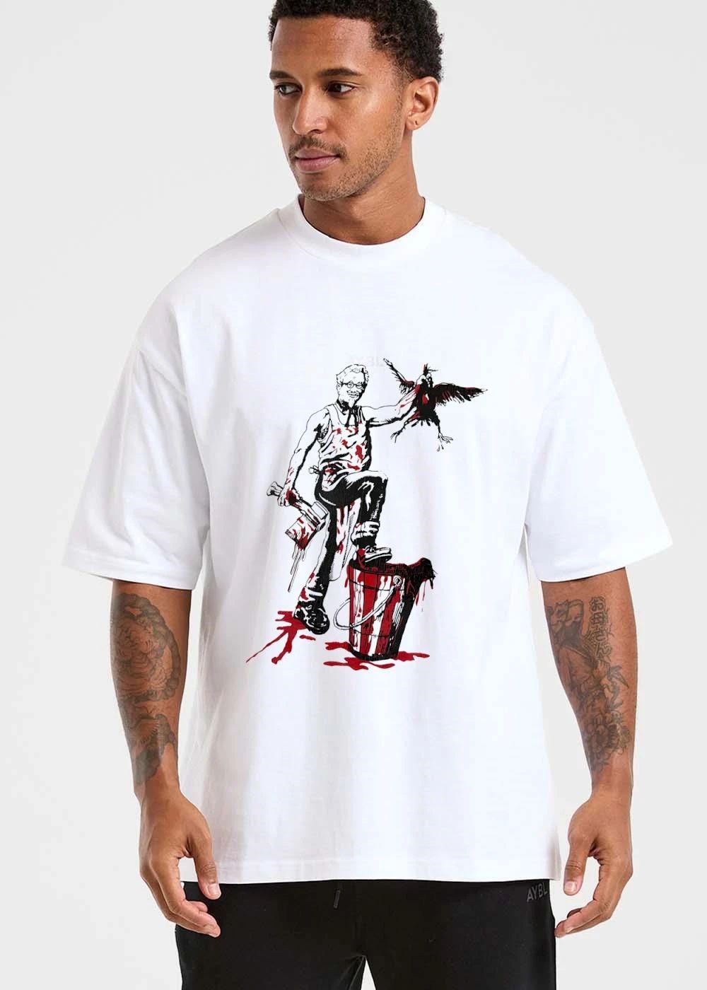 Colonel Sanders Caricature Bloody Hatchet Dead Chicken Red Bucket shirt