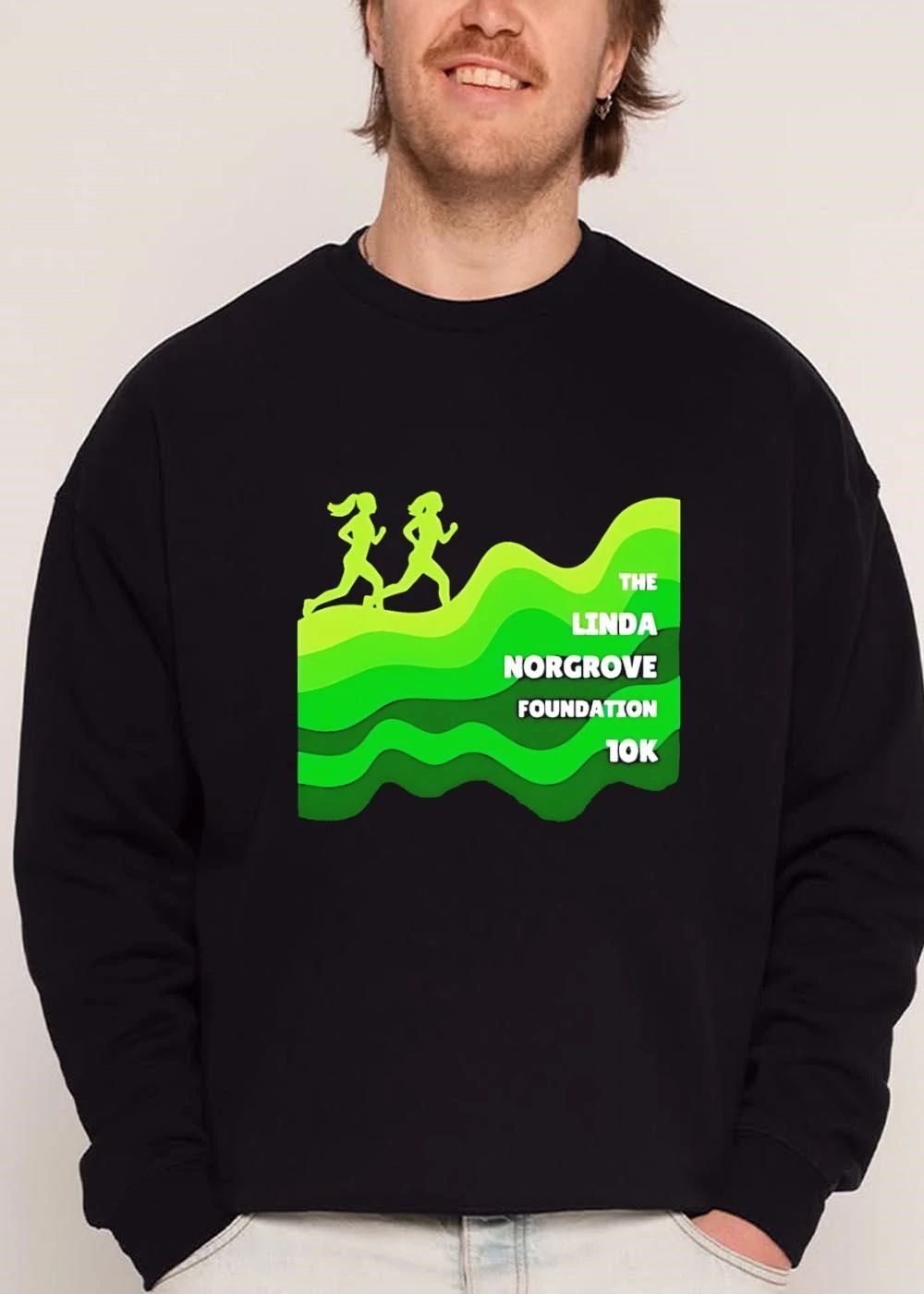 The Linda Norgrove Foundation 10k Female Runners Green Wavy Hills shirt