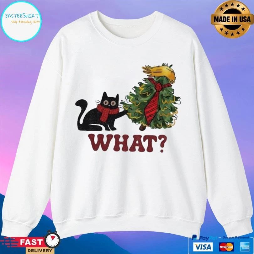 Trump Black Cat What Christmas Tree Xmas 2025 T-shirts