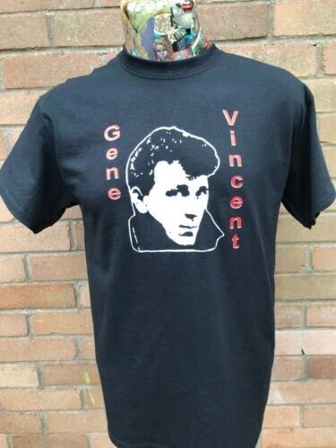 GENE VINCENT BLACK SCREEN PRINTED T SHIRT ROCKABILLY ROCK N ROLL 50s FREEPOST
