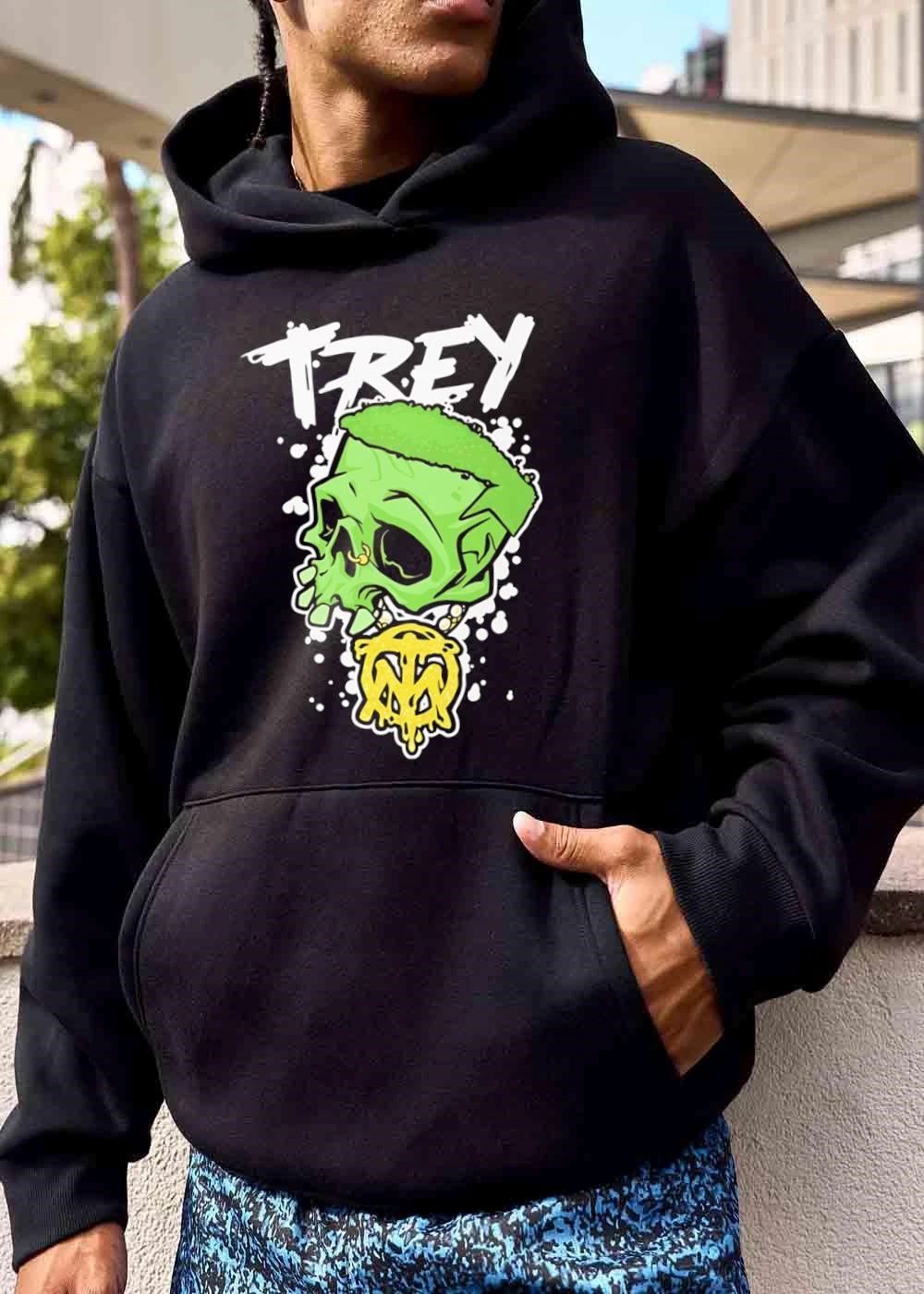 Trey Cartoon Green Skull Pierced Melting Gold Pendant shirt