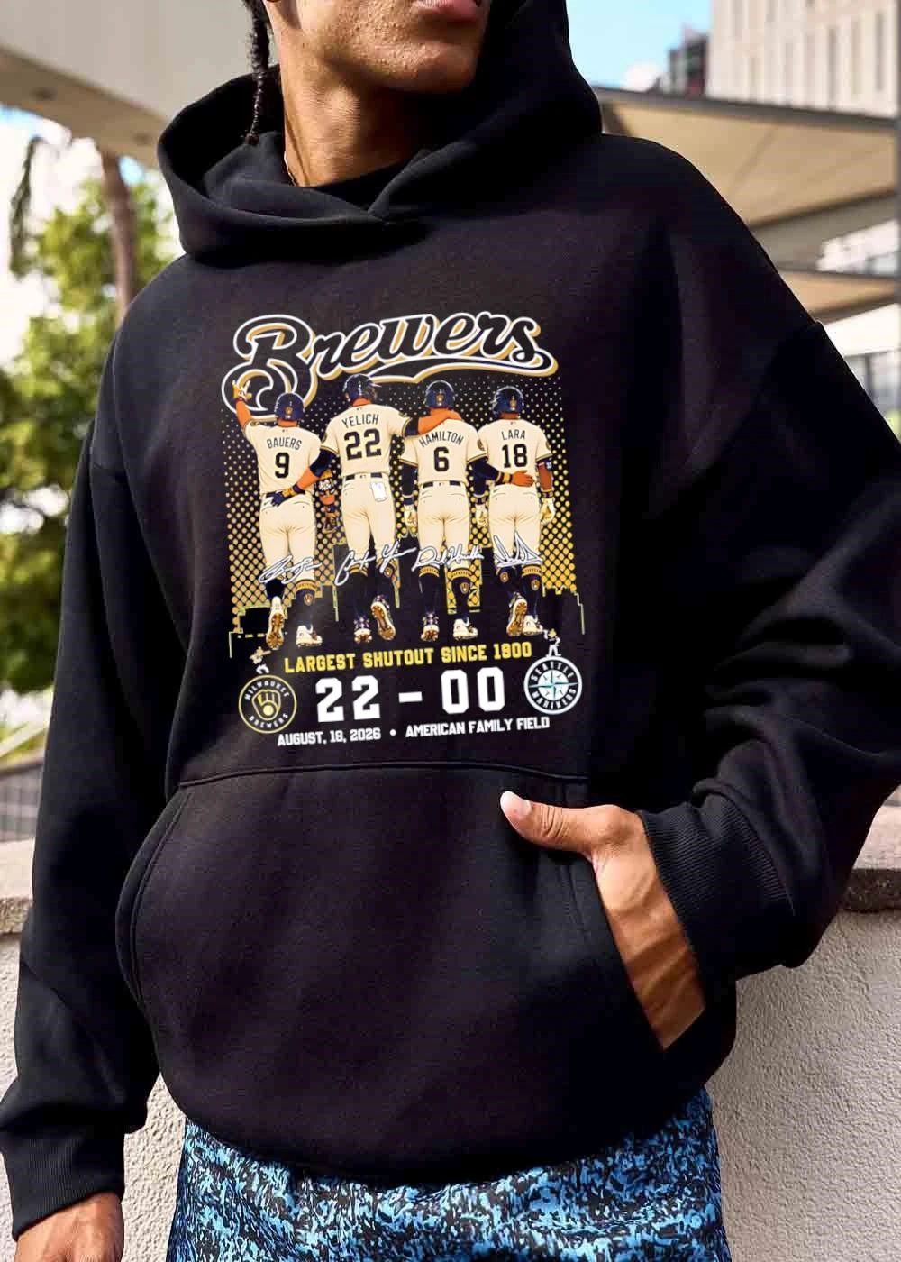 Milwaukee Brewers MLB Bauers Yelich Roster Largest Shutout Since 1900-2026 shirt