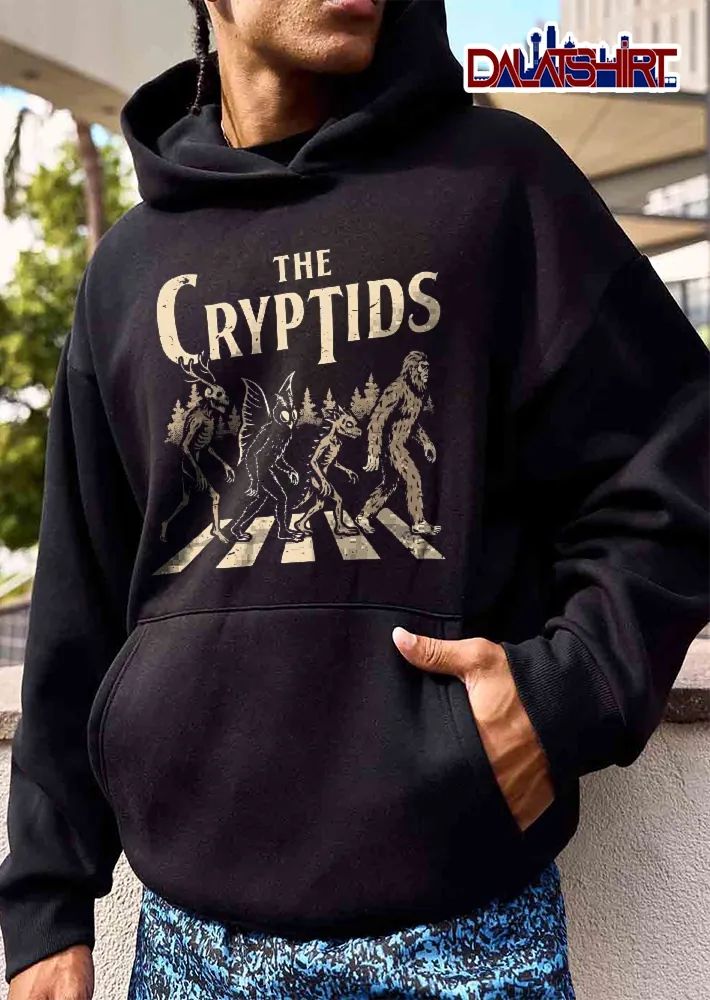 The Cryptids Wendigo Mothman Bigfoot Walking Abbey Road Crosswalk Line Art shirt