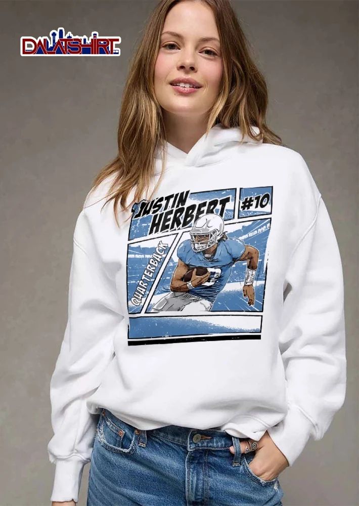 Justin Herbert Quarterback 10 Comic Book Panel Action Halftone shirt