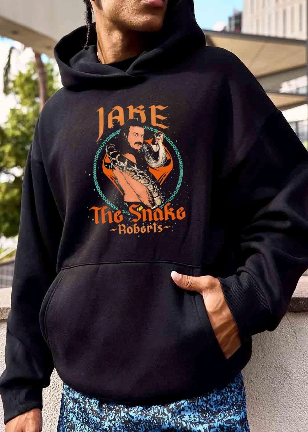 Jake The Snake Roberts Pro Wrestler Holding Python Halftone Frame shirt