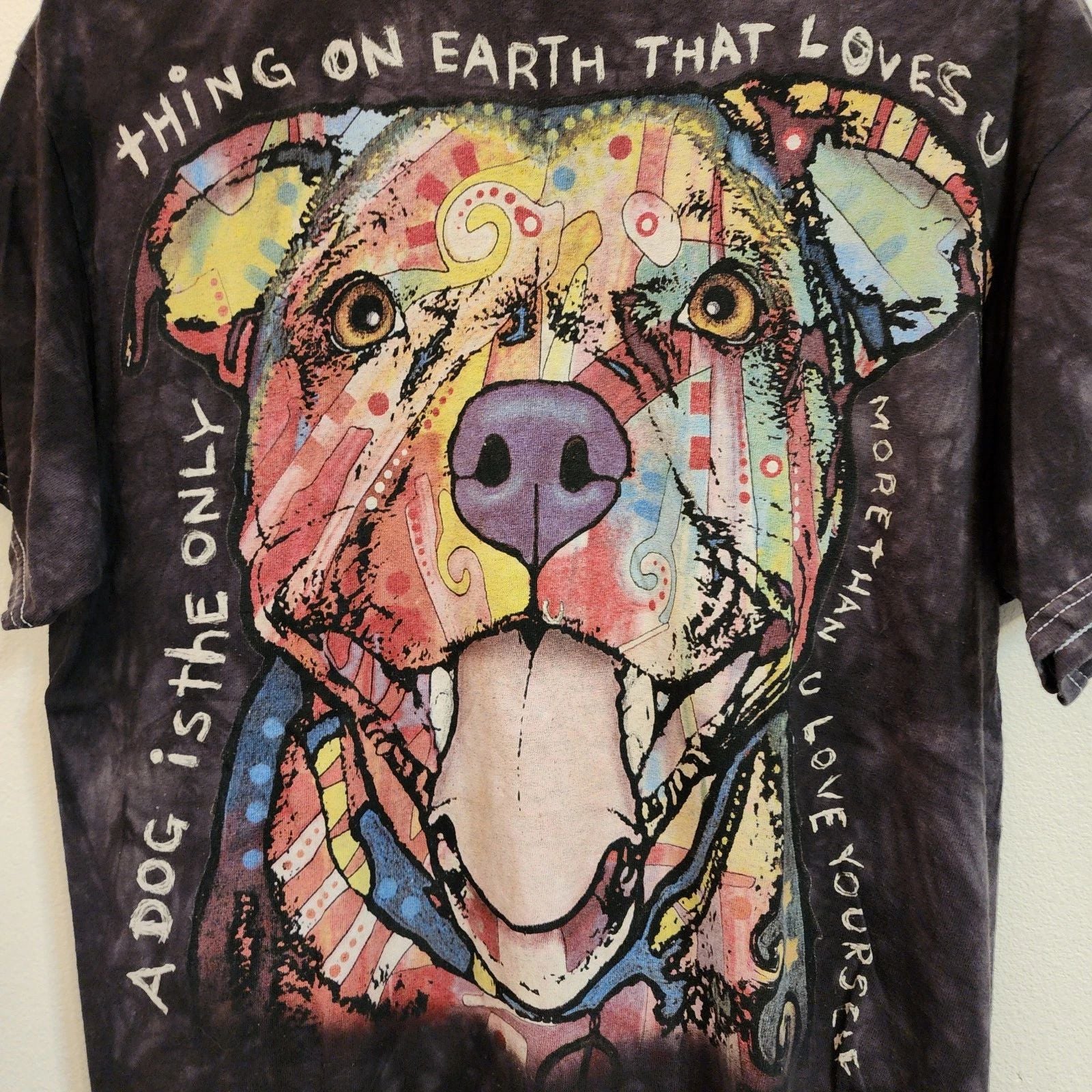 2014 Mountain 3D Tees Pitbull T Shirt Tie Dye Gray Dean Russo Artwork Unisex L