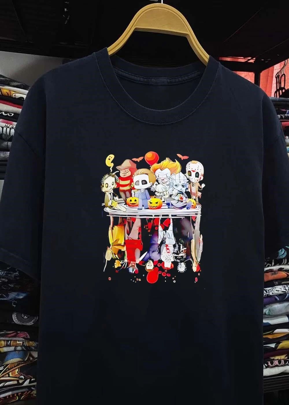 Horror Icons Chibi Halloween Characters Upside Down Reflection shirt