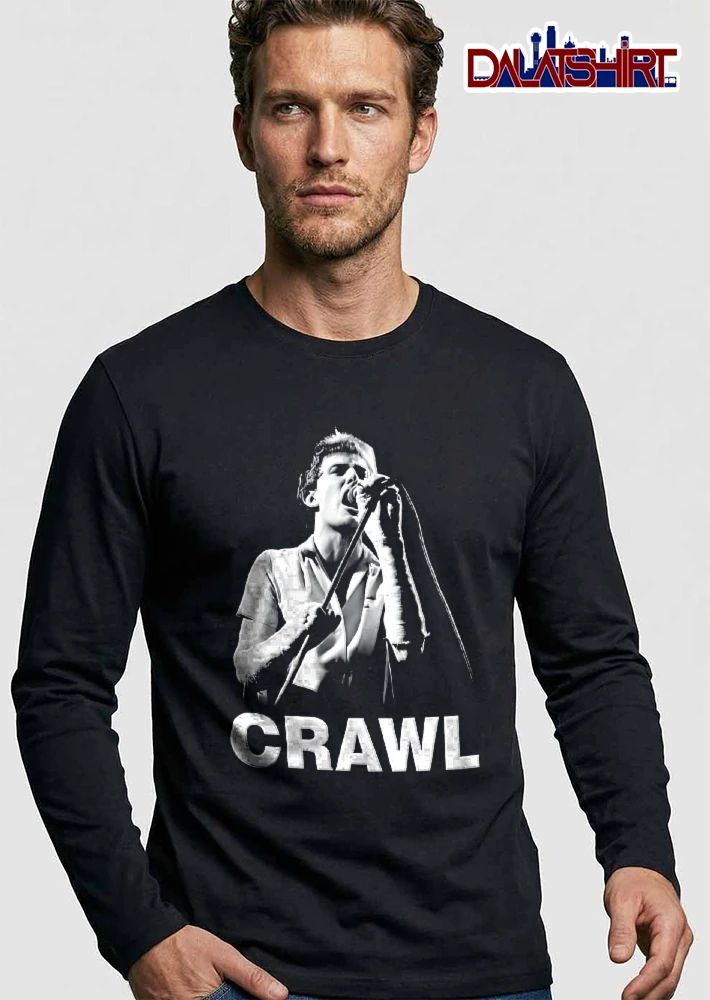 Crawl Black White Male Singer Holding Microphone High Contrast shirt