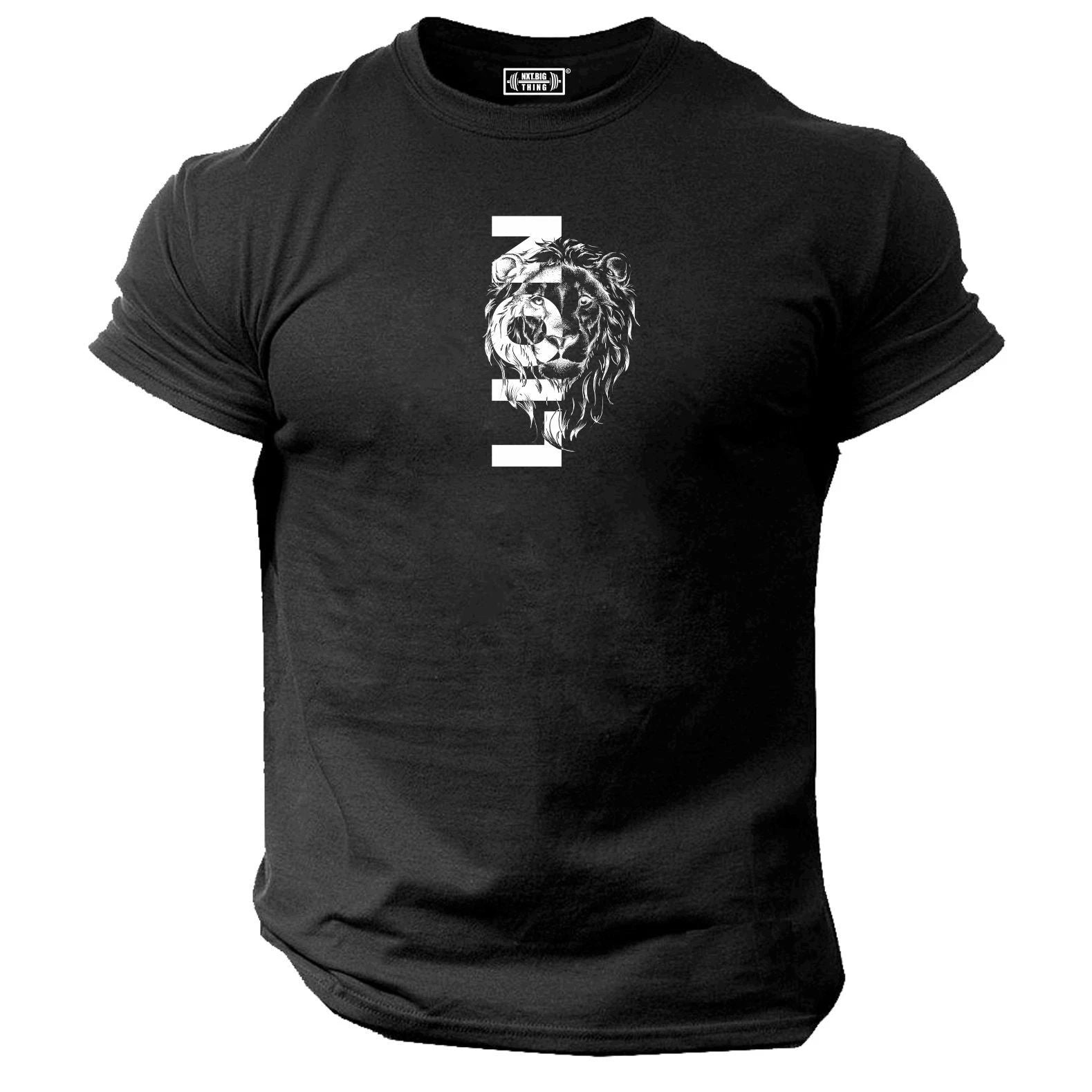 Lion T Shirt Gym Clothing Bodybuilding Training Workout Exercise Boxing MMA Top