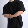 OVERSIZED COTTON WORKOUT SHIRT SHORT SLEEVE T SHIRT MEN GYM OUTDOORS LOOSE FIT