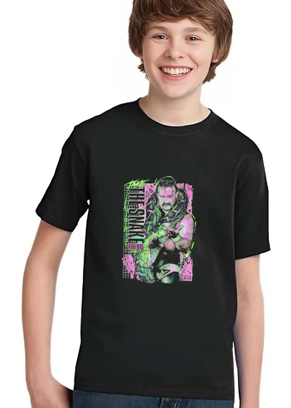 Dark Side Of The Ring Jake Snake Roberts Wrestler Holding Python Neon Halftone shirt