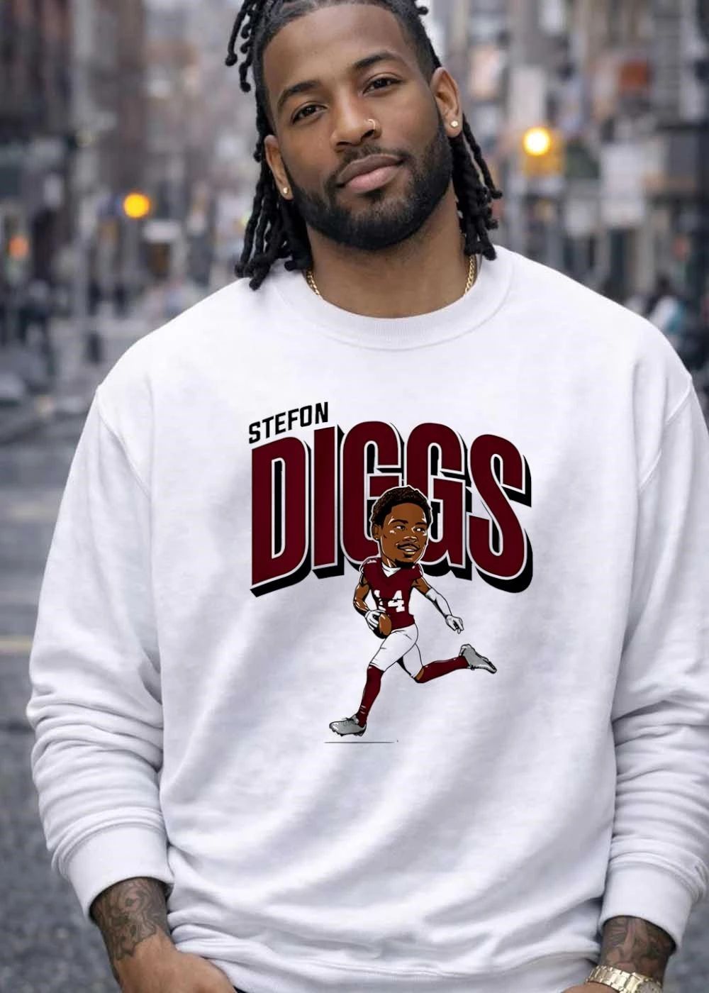 Stefon Diggs Cartoon Caricature Football Player Number 14 shirt