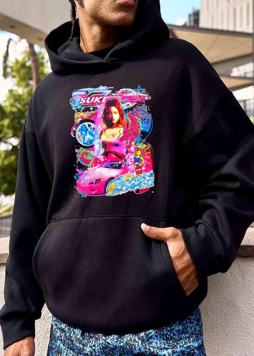 Suki Devon Aoki Pink Sports Car Dragon Speedometer Neon Collage Bootleg shirt