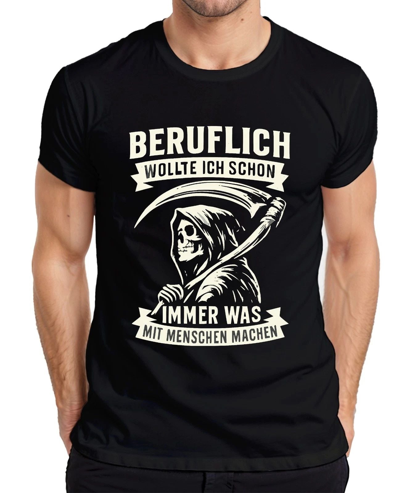 Always wanted to do something with people Grim Reaper humor gothic retr mens t shirt