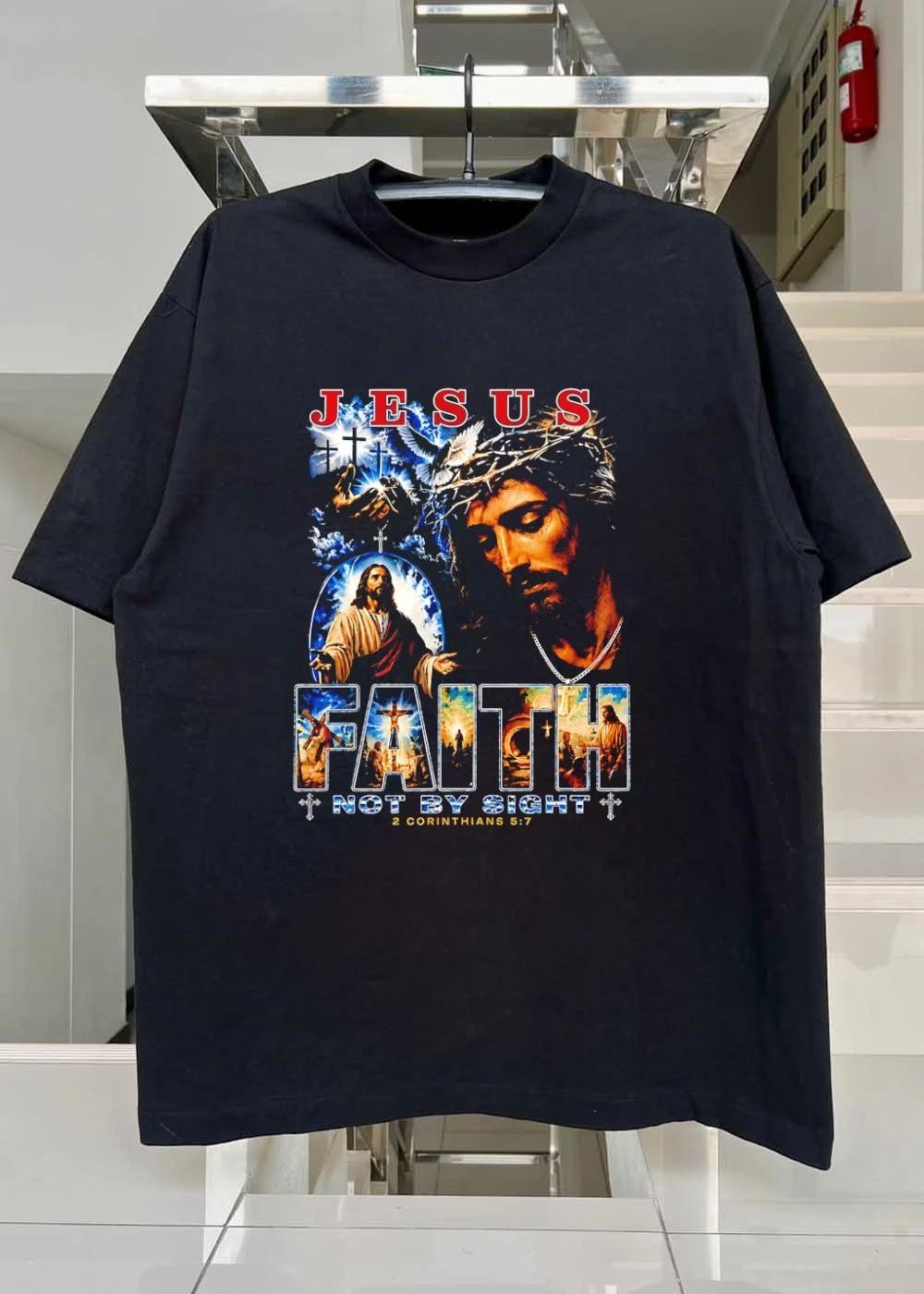 Jesus Faith Not By Sight 2 Corinthians 5 7 Religious Men’s T-Shirt