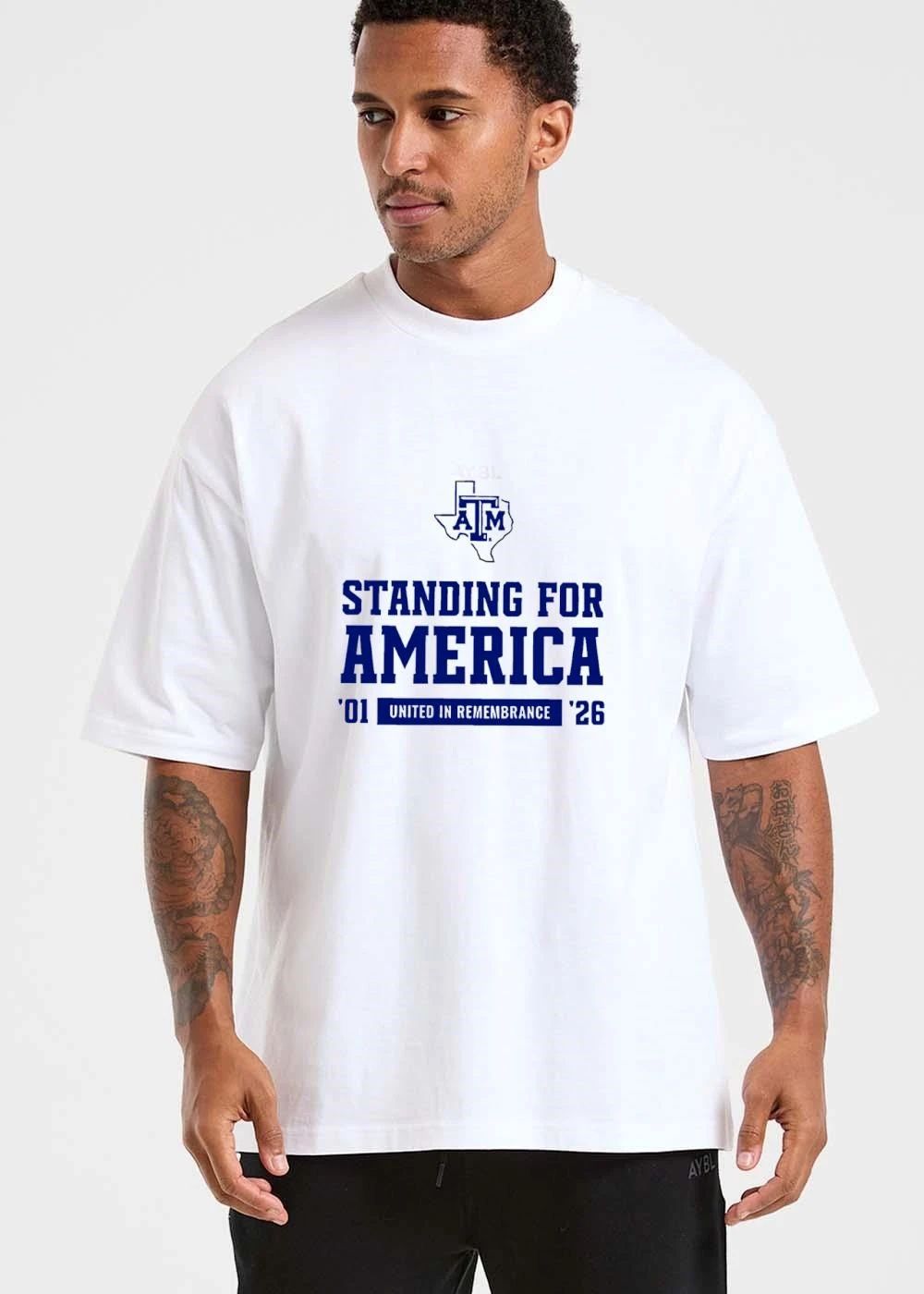Texas Am Aggies NCAA Standing For America United In Remembrance 01 26 State Outline Atm Logo shirt