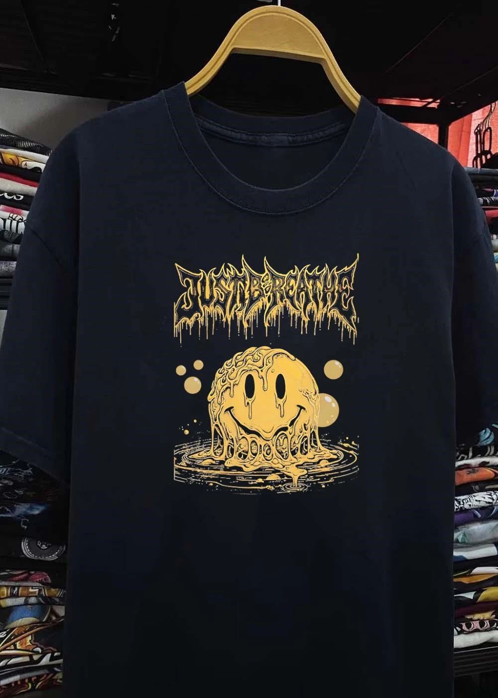 Melting Smiley Face Just Breathe T-Shirt