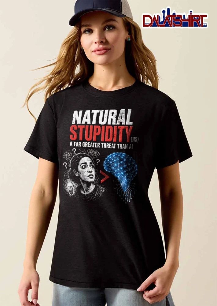 Natural Stupidity Ns A Far Greater Threat Than Ai Woman Caricature Digital Brain shirt