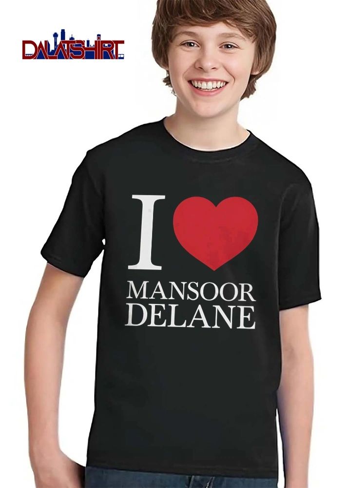 I Love Mansoor Delane Large Red Heart Shape Black Background shirt