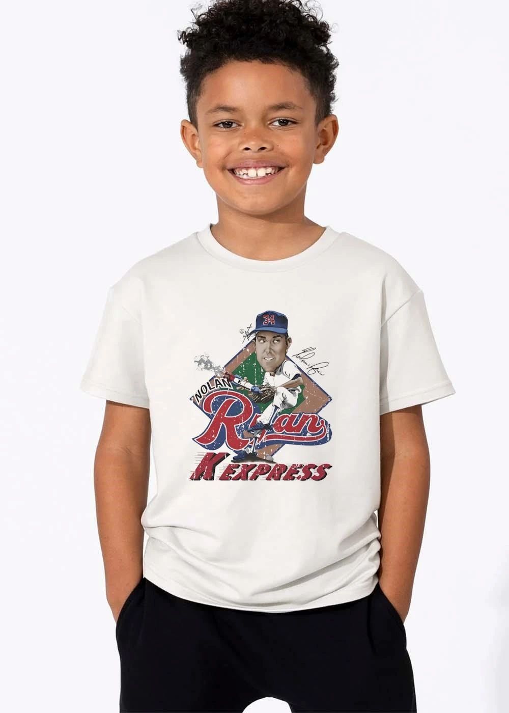 K Express Nolan Ryan Caricature Pitcher Rocket Baseball Diamond Distressed shirt