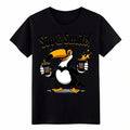 Sip & Smile Toucan Graphic Tee-Cute Cartoon Bird Print T-Shirt for Daily Wear
