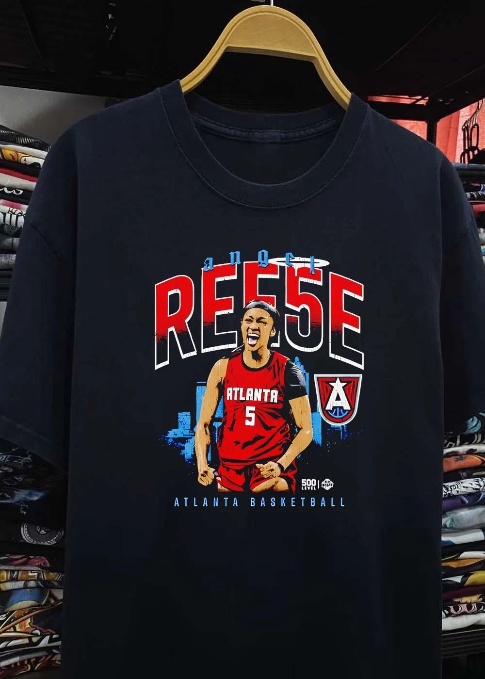 Angel Reese Shouting Atlanta Basketball Logo T-Shirt