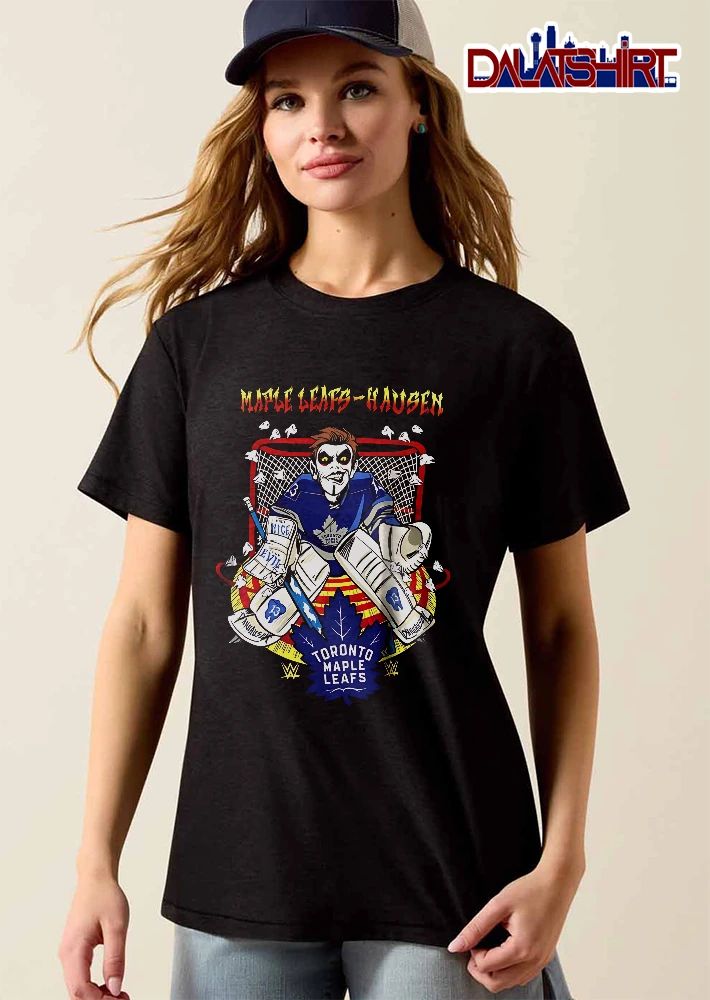 Toronto Maple Leafs NHL Hausen Very Nice Evil Danhausen Cartoon Hockey Goalie Net Flying Teeth shirt
