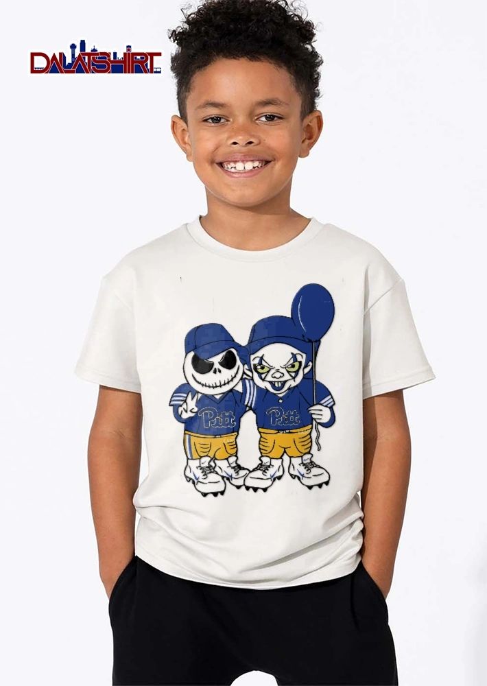 Pittsburgh Panthers NCAA Cartoon Jack Skellington Pennywise Holding Balloon shirt