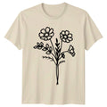 Simple Wildflower Bouquet Line Art Womens T-Shirt Wildflower Gardening