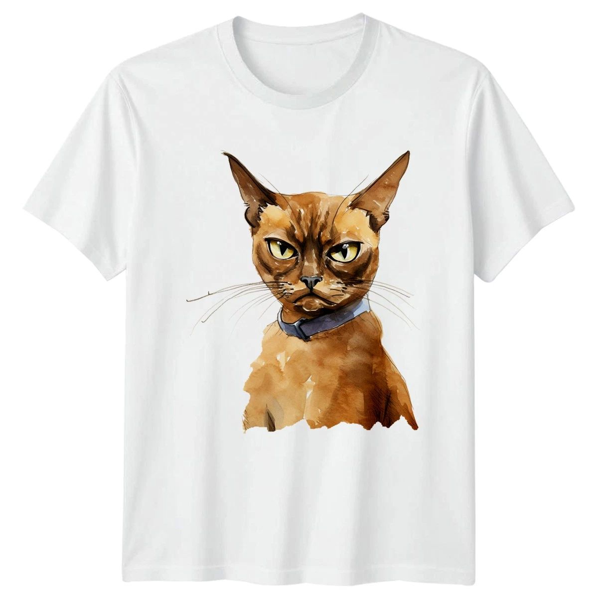 Watercolor Grumpy Cat T-Shirt Abyssinian Breed Cats Gift For Him And Her