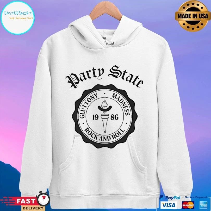 Party State Gluttony Madness Rock And Roll 1986 Logo T-shirts