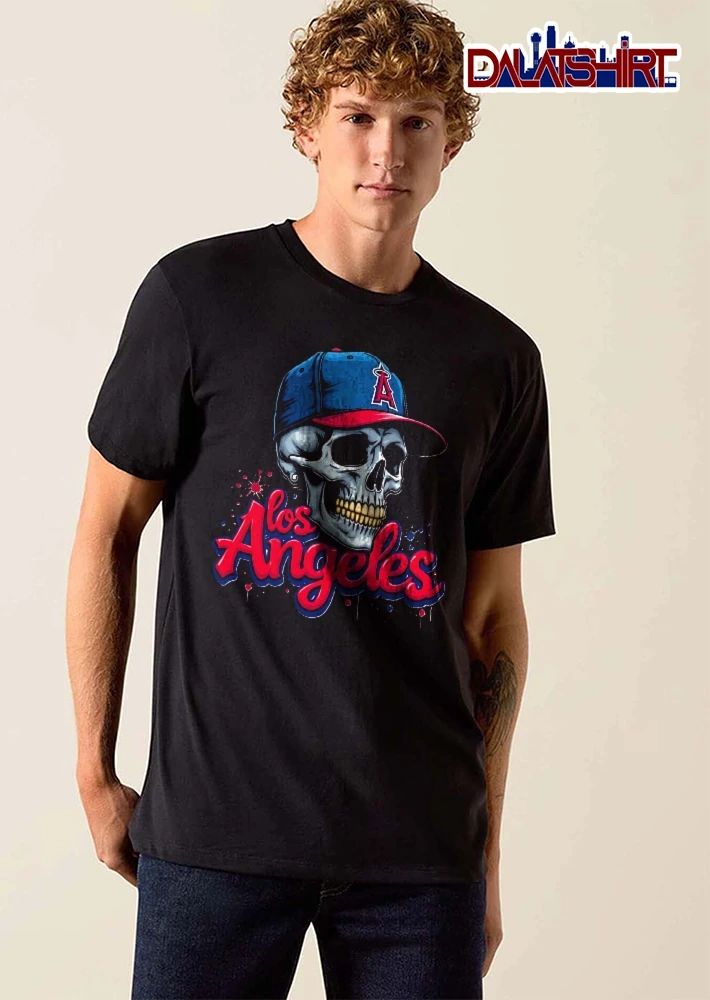 Los Angeles Angels MLB Skull Wearing Baseball Cap Gold Teeth Graffiti shirt