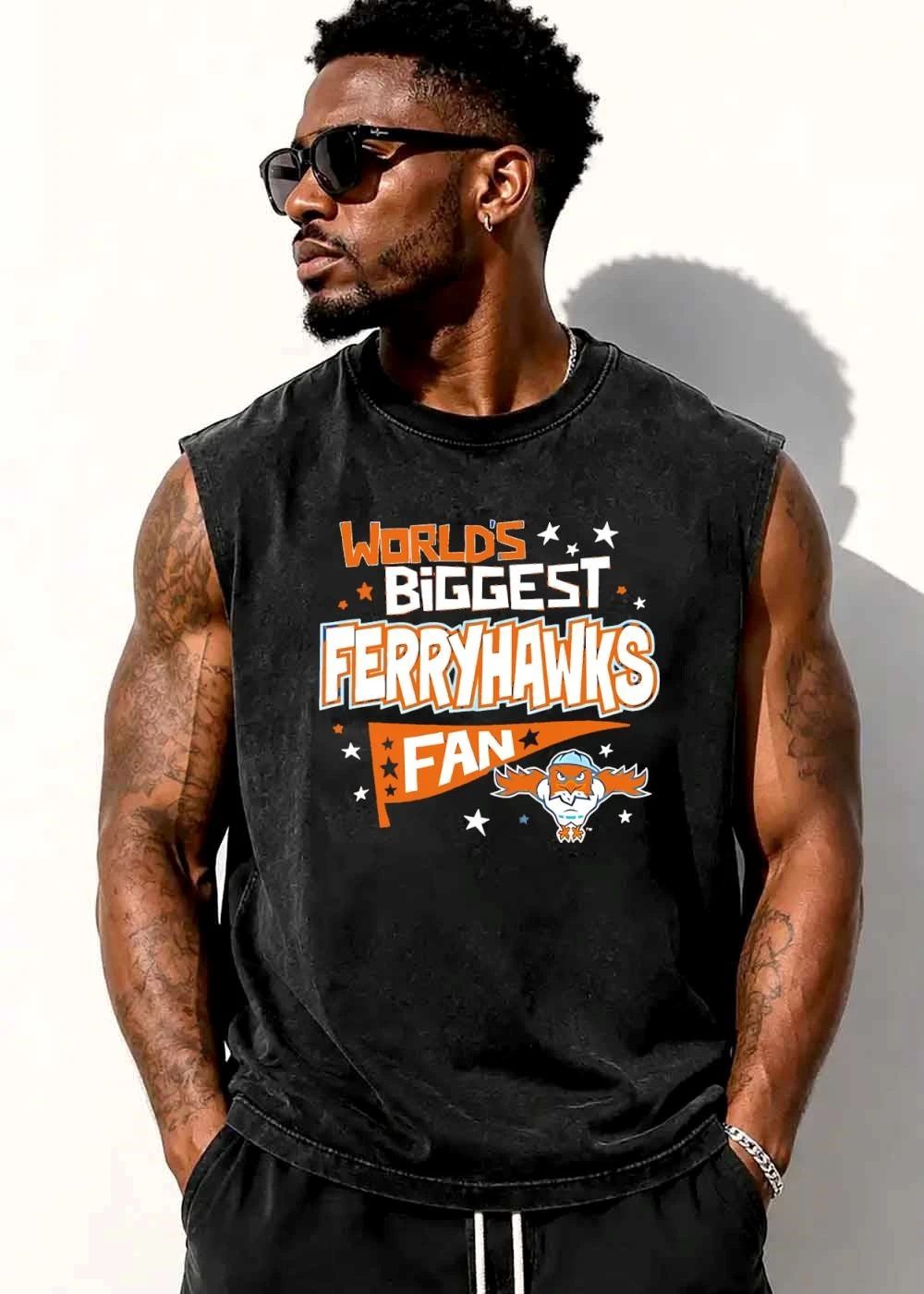 Staten Island Ferryhawks Worlds Biggest Fan Cartoon Mascot Pennant Stars shirt