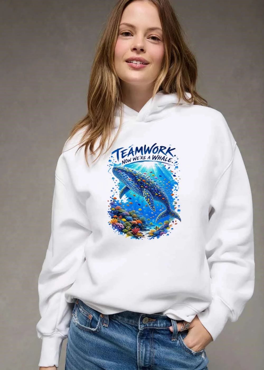 Teamwork Now Were A Whale School Of Colorful Fish Swimming Coral Reef shirt