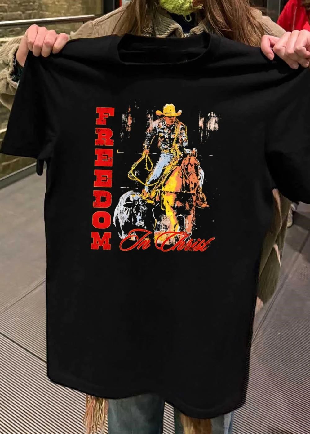 Freedom in Christ Cowboy Roping a Calf shirt