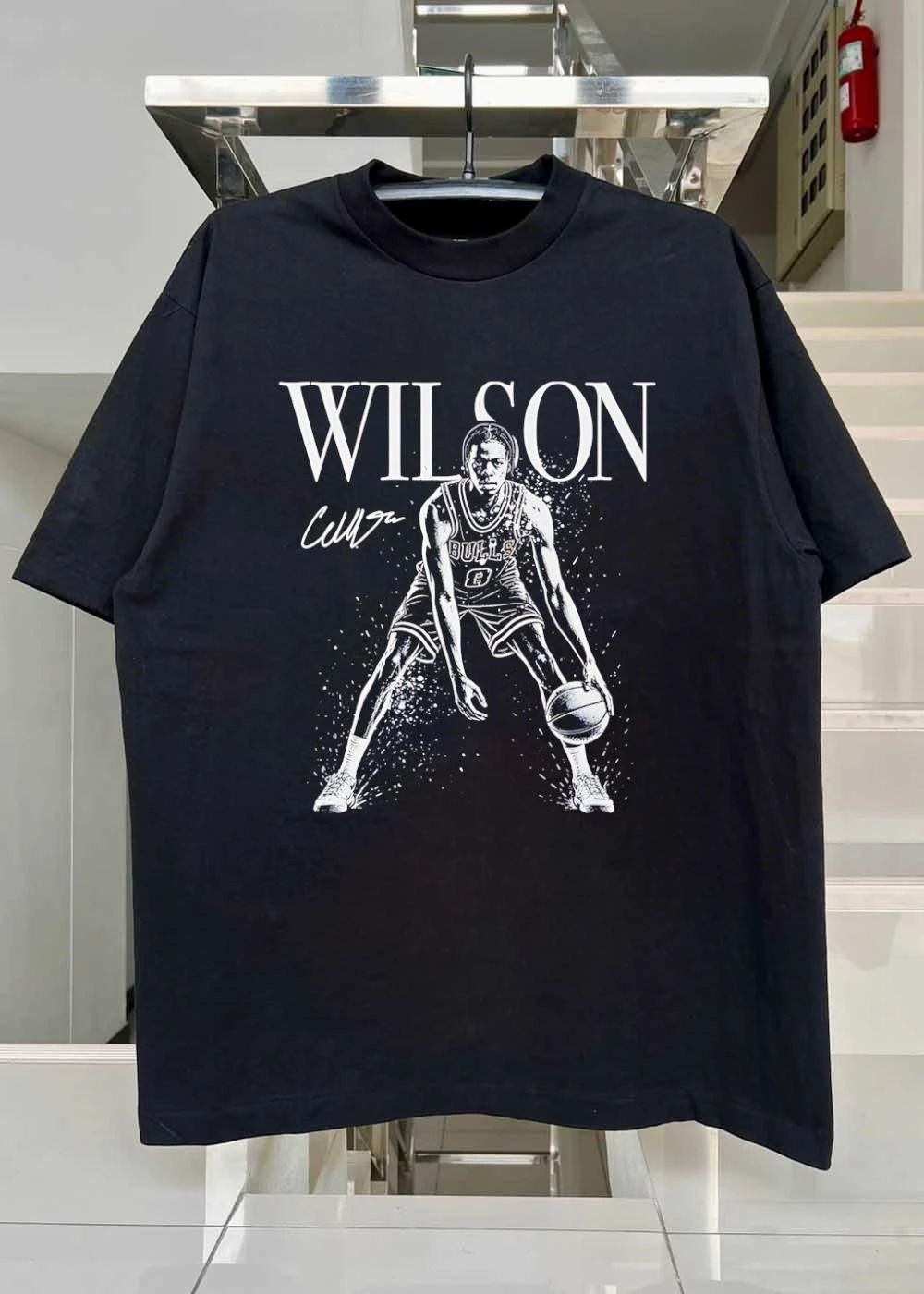 Coby White Autograph Basketball Player Dribbling Wilson Chicago Bulls shirt