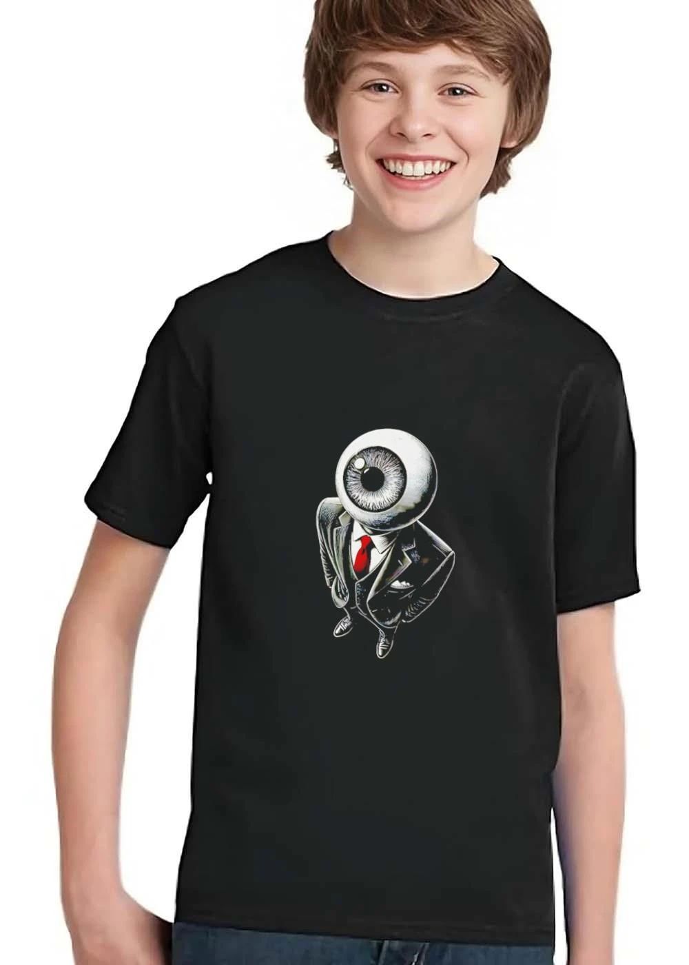 Surreal Eyeball Head Businessman Suit Red Tie Overhead View shirt