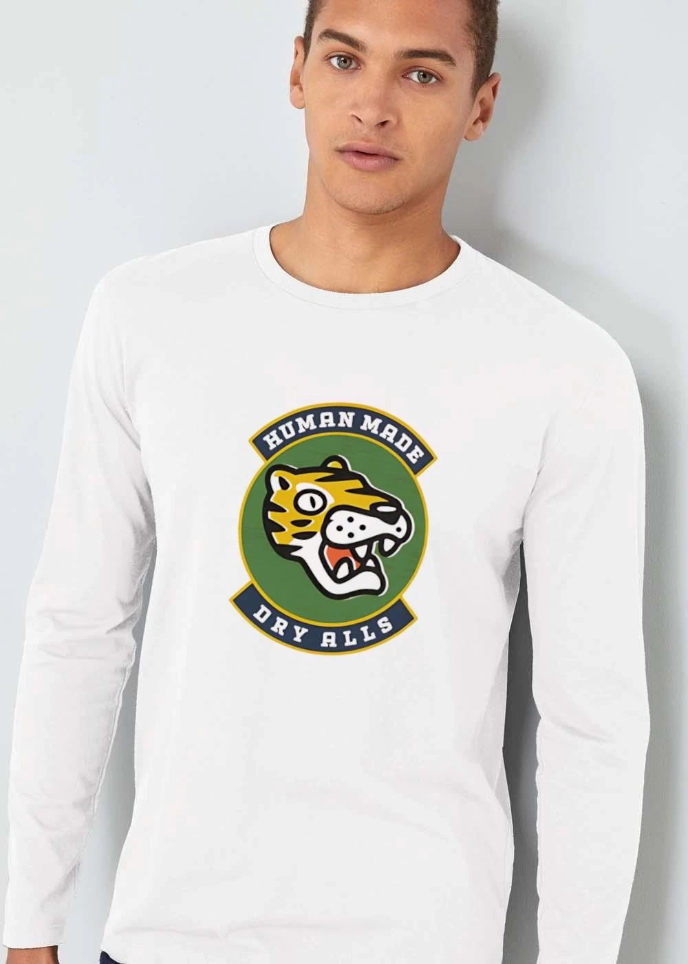 Human Made Dry Alls Roaring Cartoon Tiger Head Patch Emblem shirt