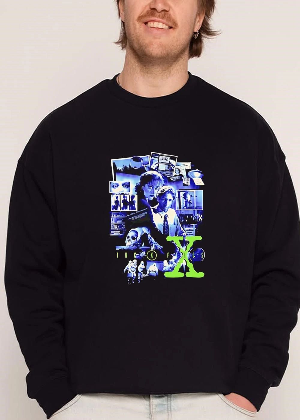 The X Files Mulder Scully Fbi Agents Skull Alien Hazmat Suit Collage shirt