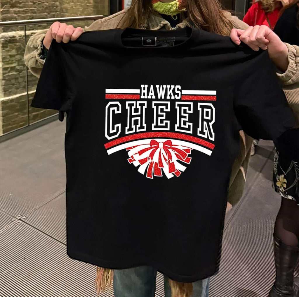 Awesome Hutchinson Hawks Cheer Maroon Glitter shirt