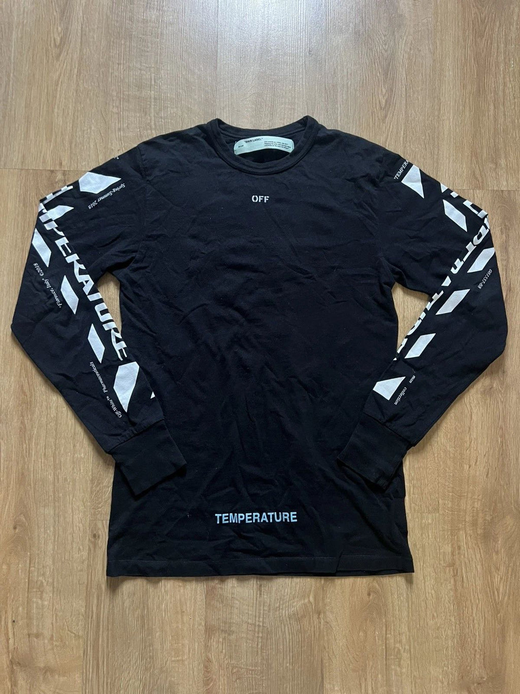 OFF-WHITE/DIAG TEMPERATURE/Long-sleeve T-shirt/S/Cotton