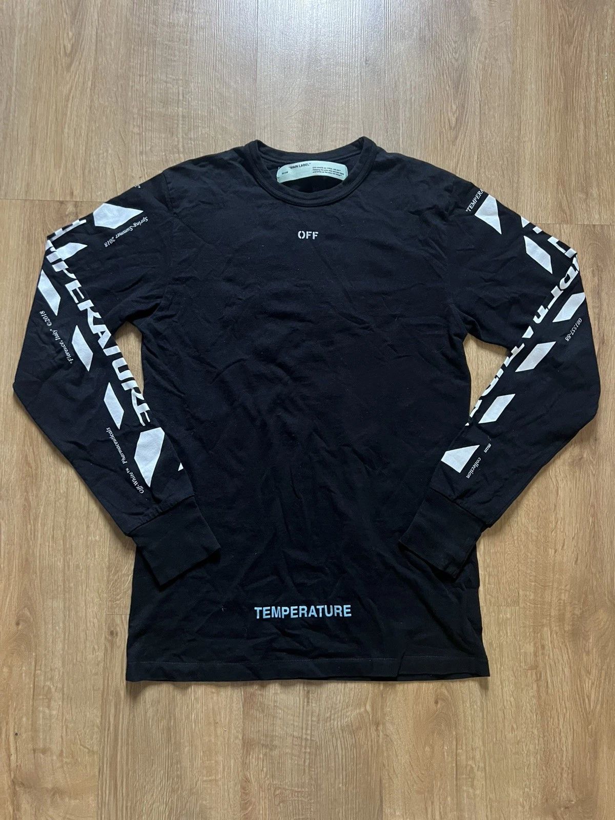 OFF-WHITE/DIAG TEMPERATURE/Long-sleeve T-shirt/S/Cotton