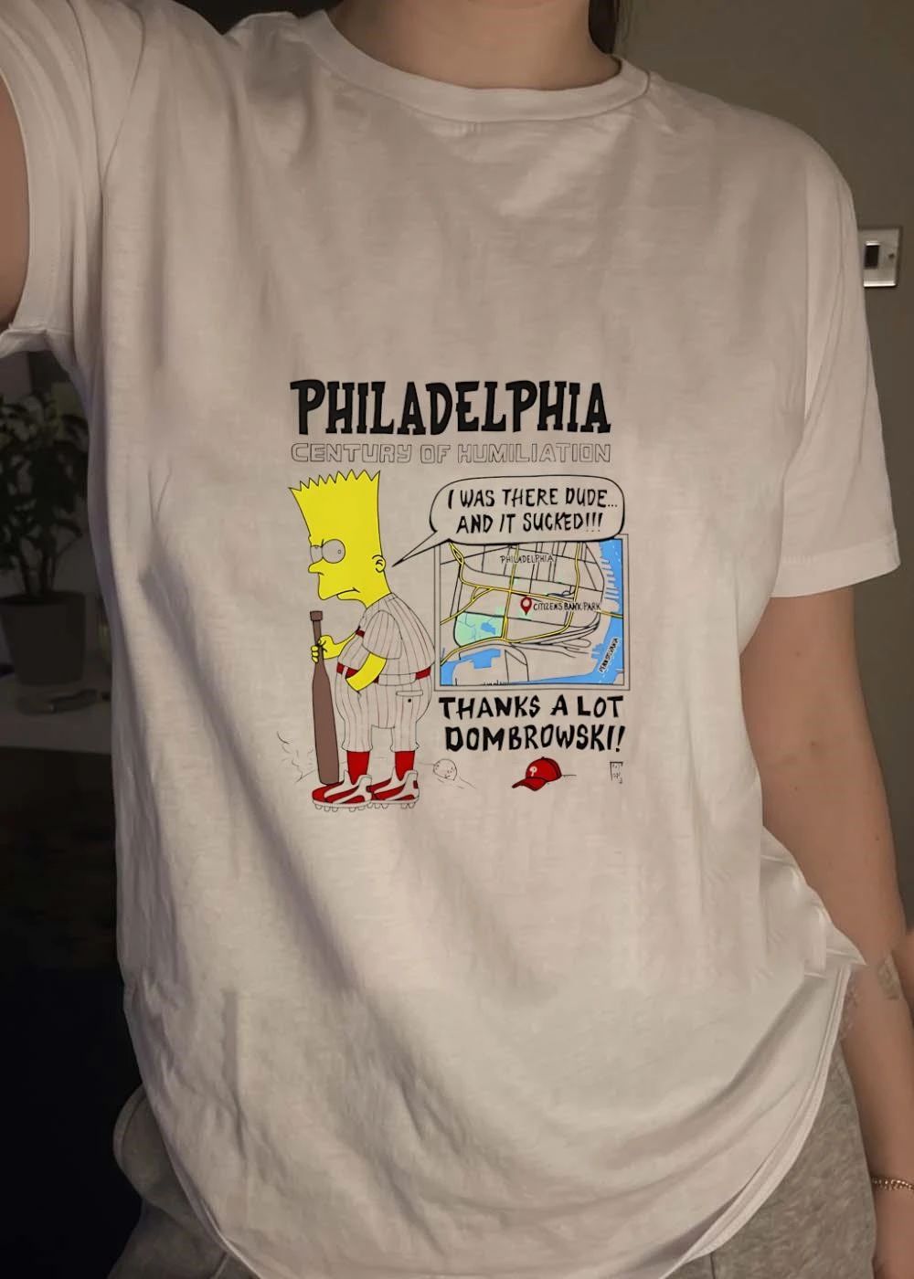 Philadelphia Phillies MLB Century Of Humiliation I Was There Dude And It Sucked Dombrowski Cartoon shirt