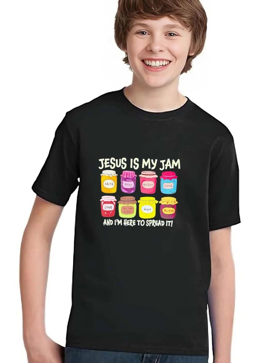 Jesus Is My Jam And Im Here To Spread It Eight Cartoon Jars With Labels shirt