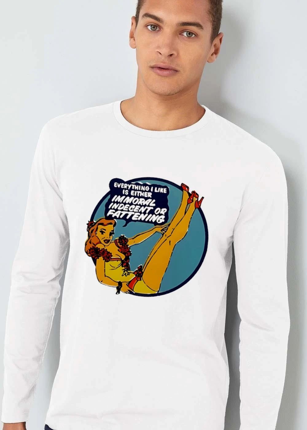Everything I Like Is Either Immoral Indecent Or Fattening Vintage Pinup Girl shirt