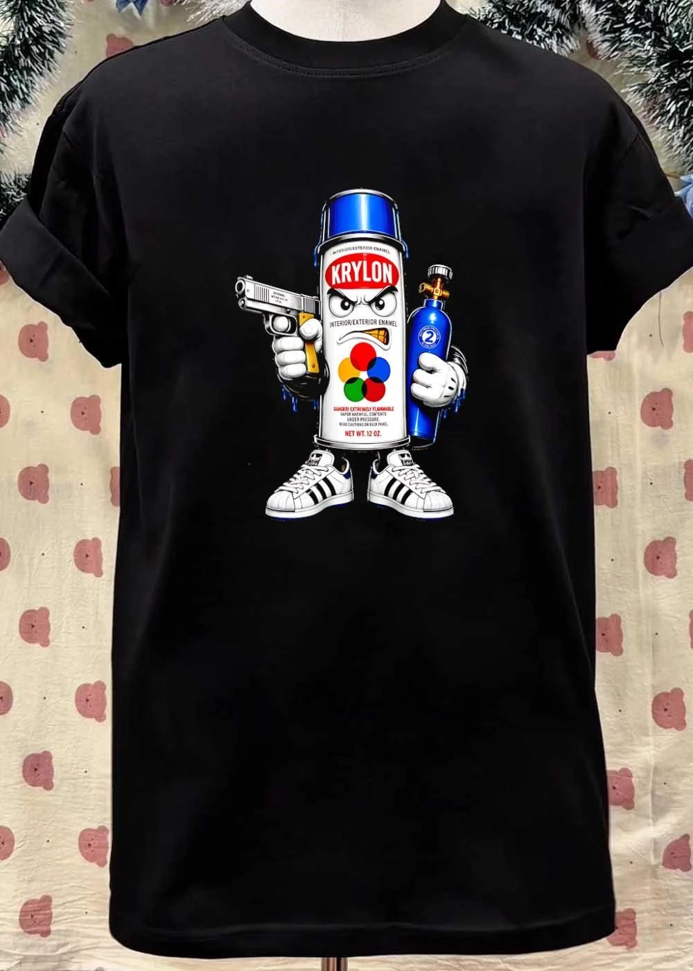 Krylon Spray Paint Gun Muscle Cartoon Street Art Style shirt