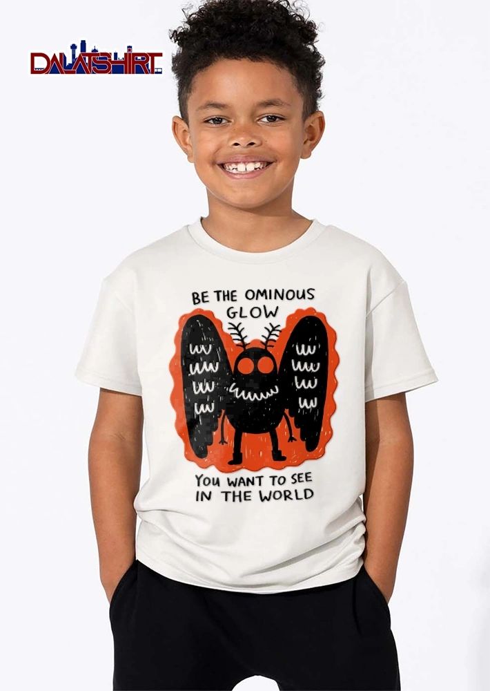 Be The Ominous Glow You Want To See In The World Cartoon Black Mothman Cryptid Orange Aura shirt