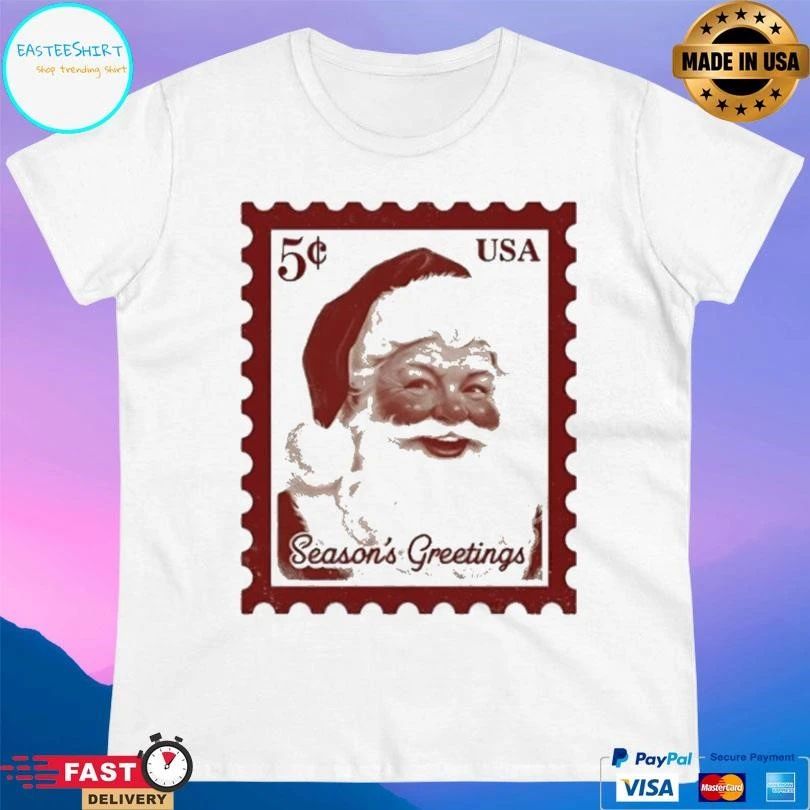 Santa Stamp Seasons Greetings T-shirts
