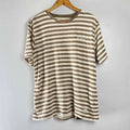Modern Amusement Striped Brown Cream Shirt Mens Large Embroidered