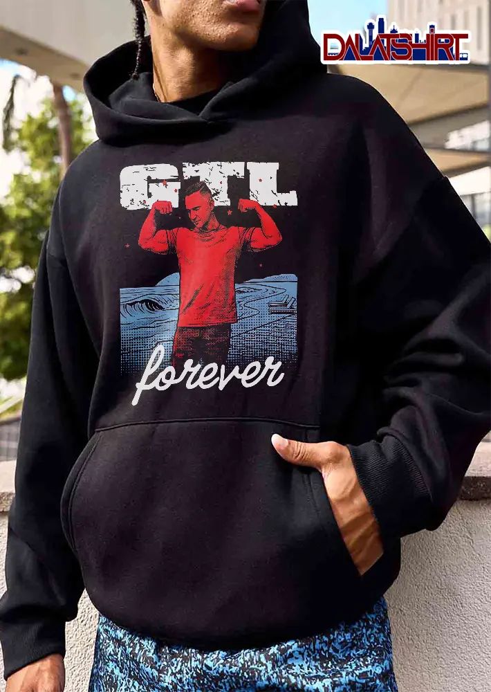 Gtl Forever Flexing Muscular Man Beach Ocean Stars Halftone shirt